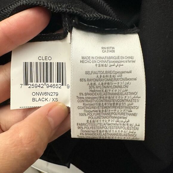 BCBG MaxAzria Black Faux Leather Pleated "Cleo" Dress Fit & Flare Size XS - Picture 8 of 11